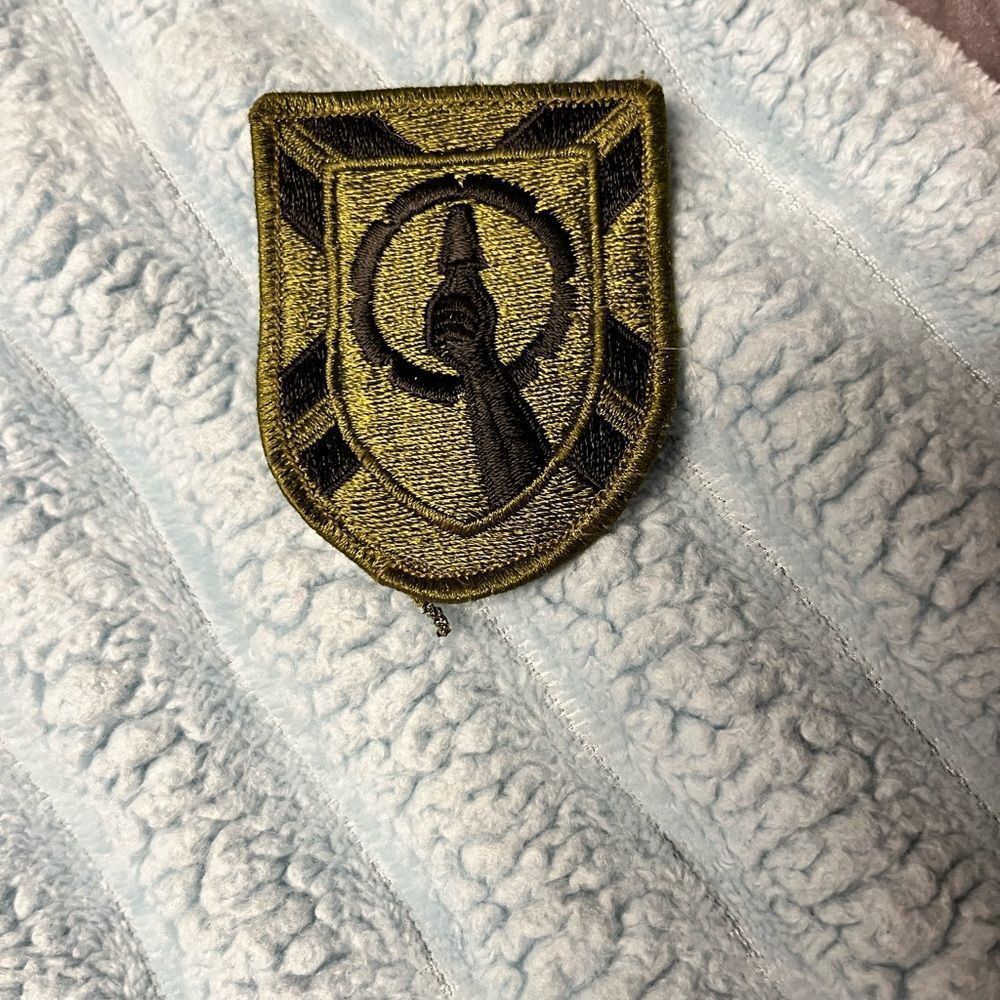 Embroidered Shield Patch in Gold and Black